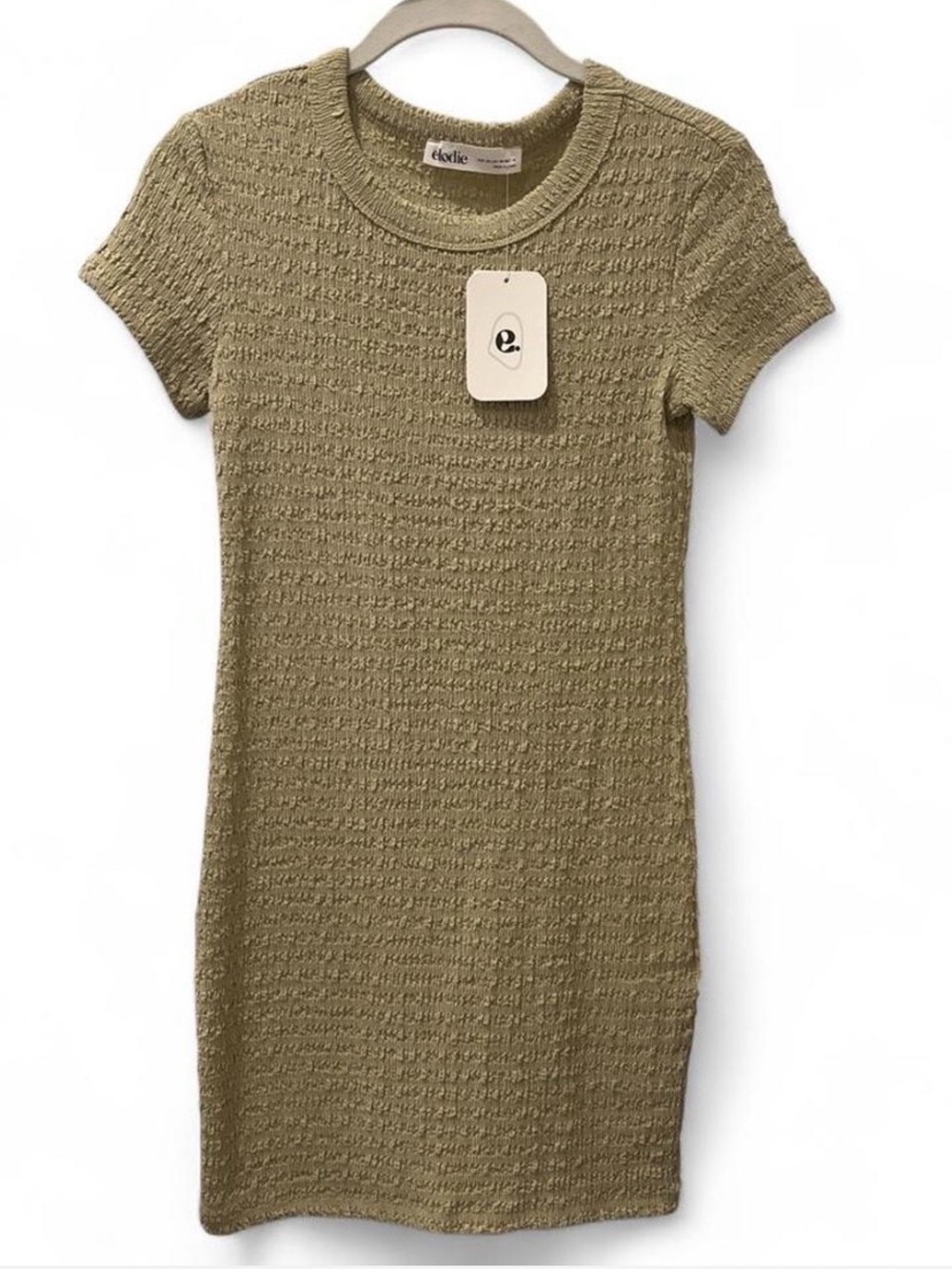 Elodie Light Sage green Textured Short Sleeve Dress